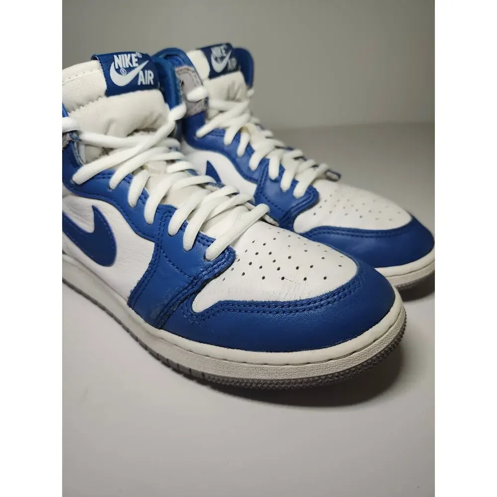 Nike Jordan Kids' 1 High Blue White Sz 5.5Y Leather Athletic Sneaker